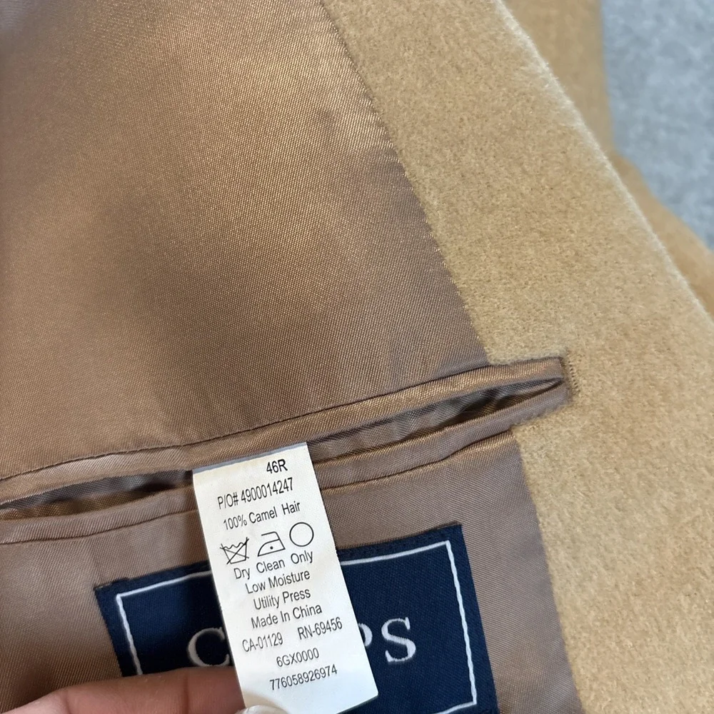 Chaps 100% Camel Hair‎ Beige Blazer Men's 46R RN-69456 Very Good Cond.